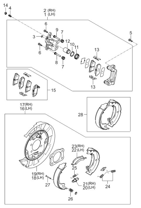 2006 Kia Amanti New Body Style (Produced Before OCT.2006) Rear Wheel Brake Diagram