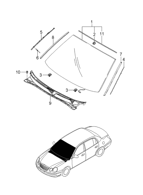 2006 Kia Amanti Windshield Glass Diagram