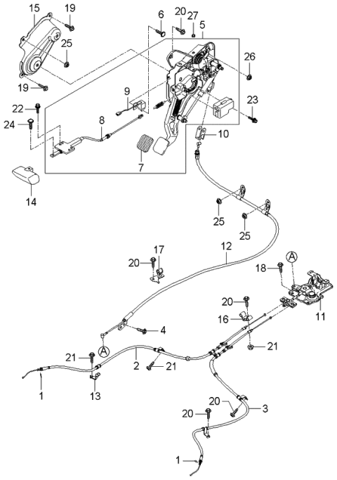 2006 Kia Amanti Knob-Release Diagram for 597133F00029