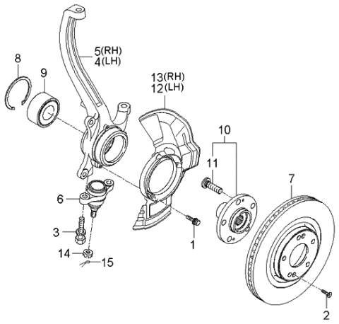 2006 Kia Amanti New Body Style (Produced Before OCT.2006) Front Axle Hub Diagram
