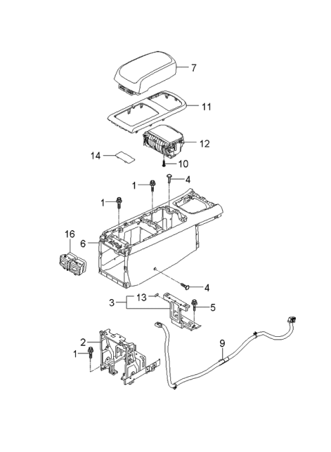 2006 Kia Amanti Console Armrest Assembly Diagram for 846603F80526
