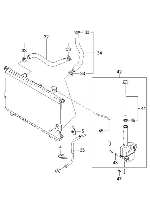 2006 Kia Amanti New Body Style (Produced Before OCT.2006) Radiator Hose & Reservoir Tank Diagram 2