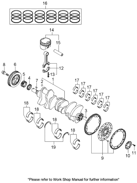 2006 Kia Amanti Crankshaft & Piston Diagram