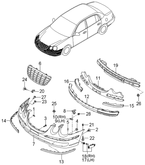 2006 Kia Amanti Moulding Assembly-Front Bumper,LH Diagram for 865713F5506W