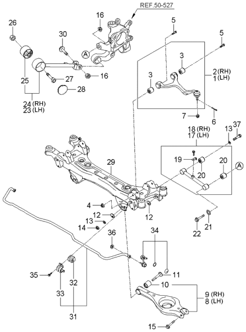 2006 Kia Amanti New Body Style (Produced Before OCT.2006) Rear Suspension Arm Diagram