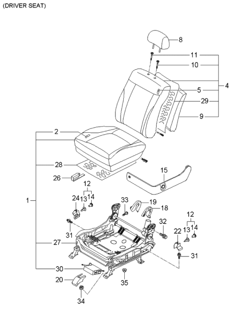 2006 Kia Amanti Back Assembly-Front Seat,LH Diagram for 883003F610718