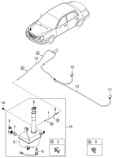 2006 Kia Amanti Windshield Nozzle Assembly, Right Diagram for 986303F400U4