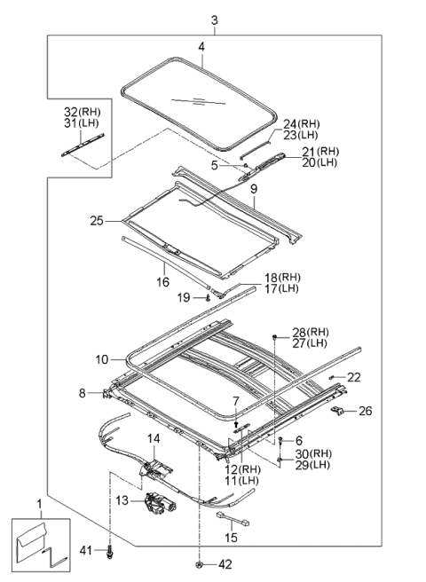 2006 Kia Amanti Sunroof Diagram 1