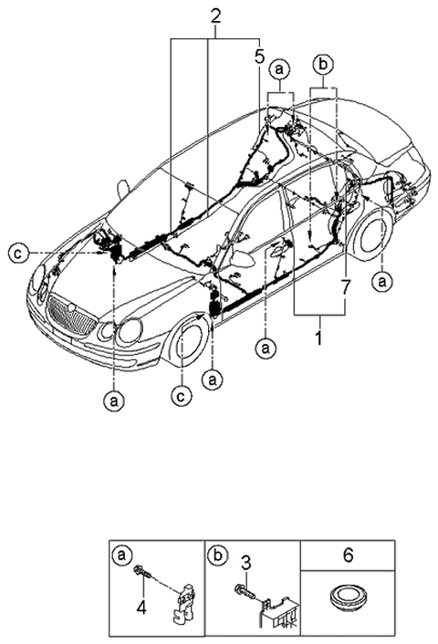 2006 Kia Amanti New Body Style (Produced Before OCT.2006) Wiring Harness-Floor Diagram