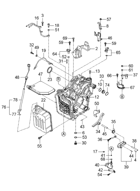 2006 Kia Amanti Bracket-Shift Cable Diagram for 459803A550