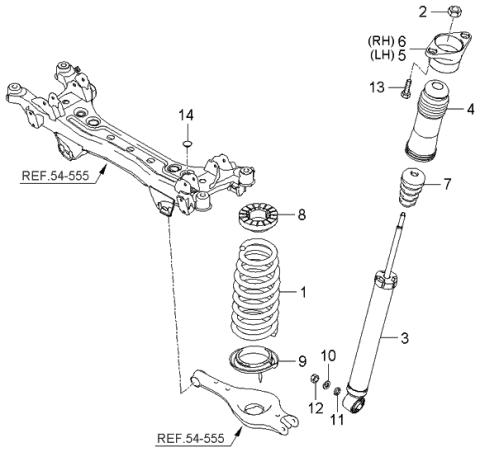 2006 Kia Amanti New Body Style (Produced Before OCT.2006) Rear Shock Absorber & Spring Diagram