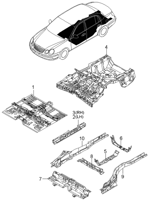 2006 Kia Amanti New Body Style (Produced Before OCT.2006) Panel-Floor Diagram