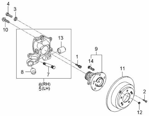 2006 Kia Amanti New Body Style (Produced Before OCT.2006) Rear Wheel Hub Diagram