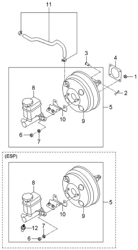 2006 Kia Amanti New Body Style (Produced Before OCT.2006) Brake Master Cylinder & Booster Diagram