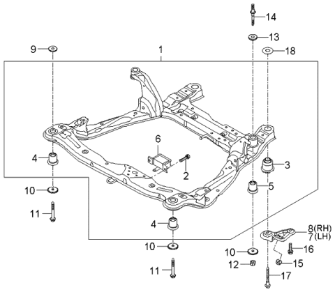 2006 Kia Amanti New Body Style (Produced Before OCT.2006) Front Suspension Crossmember Diagram