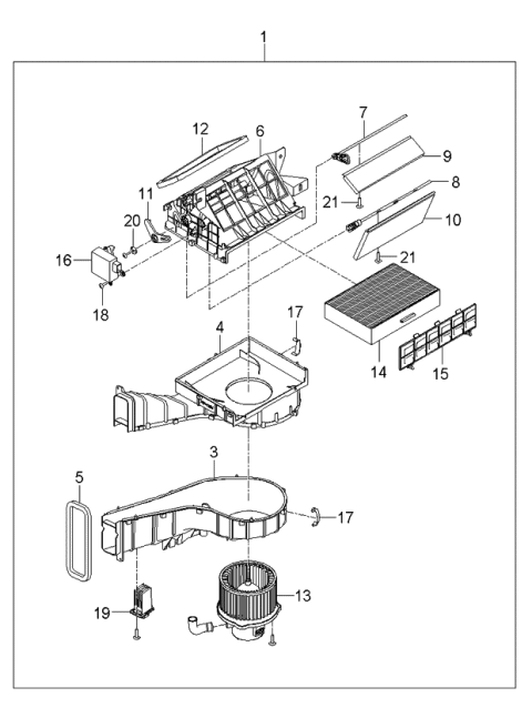 2006 Kia Amanti New Body Style (Produced Before OCT.2006) Heater System-Heater & Evaporator Diagram 2
