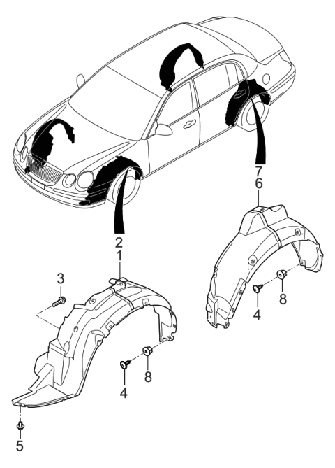 2006 Kia Amanti Guard Assembly-Rear Wheel Diagram for 868213F500