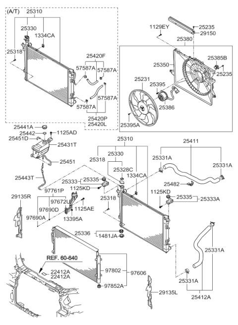 2011 Kia Sorento Radiator Assembly Diagram for 253101U100