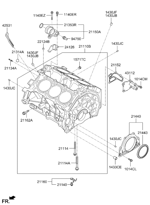 2011 Kia Sorento Cylinder Block - Diagram 2
