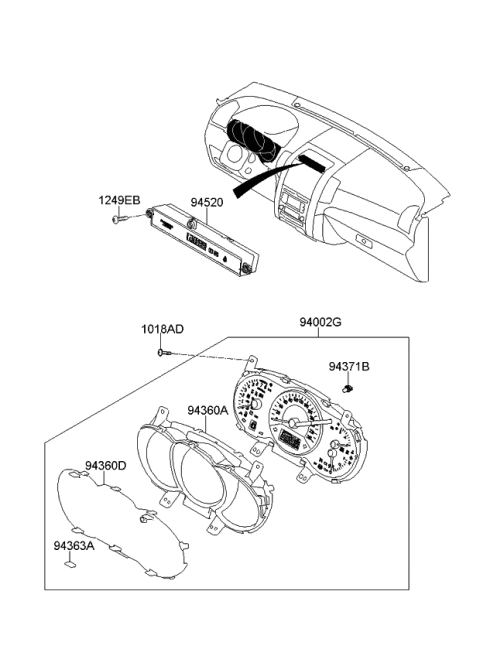 2009 Kia Sorento Cluster Assembly-Instrument Diagram for 940011U040