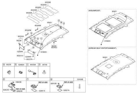 2009 Kia Sorento Sunvisor Assembly Left Diagram for 852101U300J7