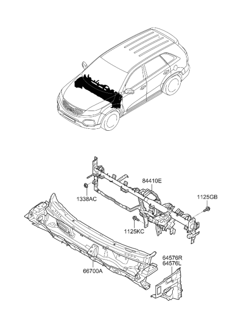 2010 Kia Sorento Panel Assembly-COWL Comp Diagram for 667001U020