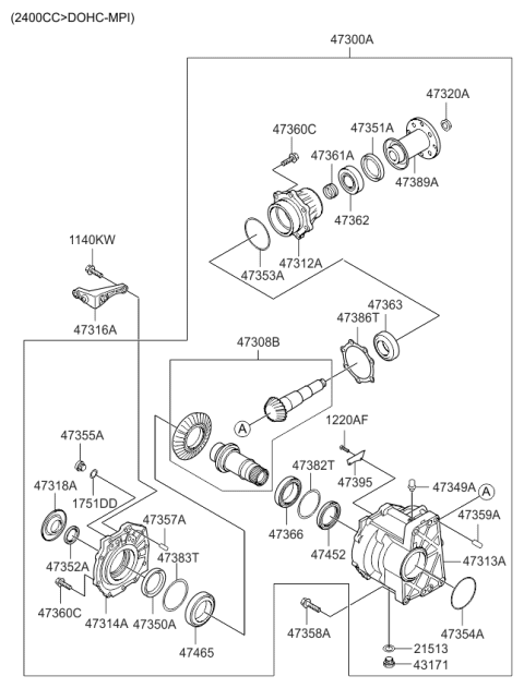 2012 Kia Sorento Transfer Assy Diagram 1