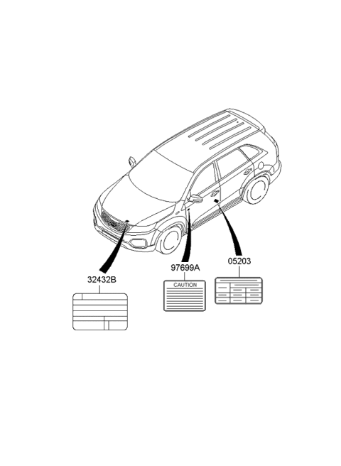 2009 Kia Sorento Label-1 Diagram for 354172G401