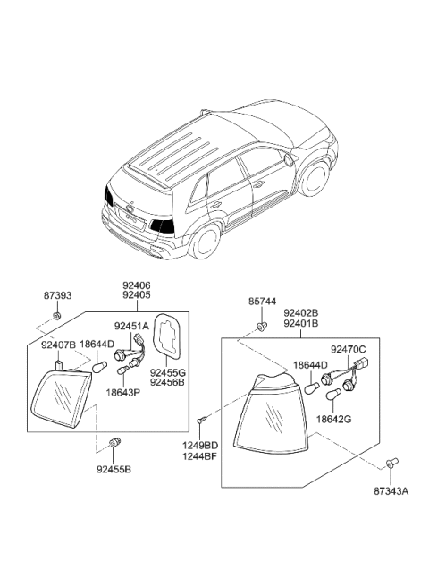 2011 Kia Sorento Lamp Assembly-Rear Combination Diagram for 924021U100