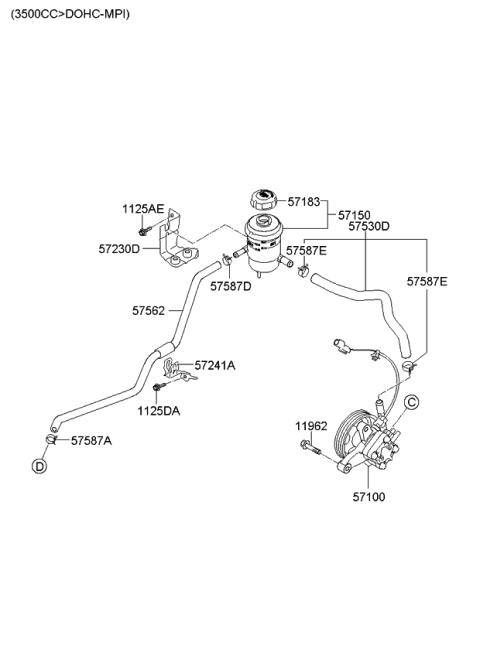 2009 Kia Sorento Bracket-Return Tube Mounting Diagram for 572412B300