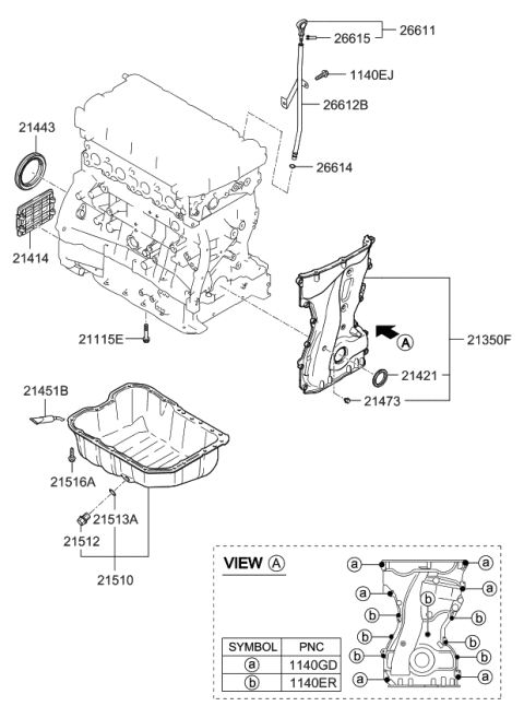 2009 Kia Sorento Belt Cover & Oil Pan Diagram 1