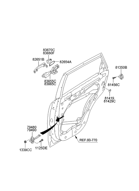 2010 Kia Sorento Plug-Rear Door Latch,RH Diagram for 814293K000