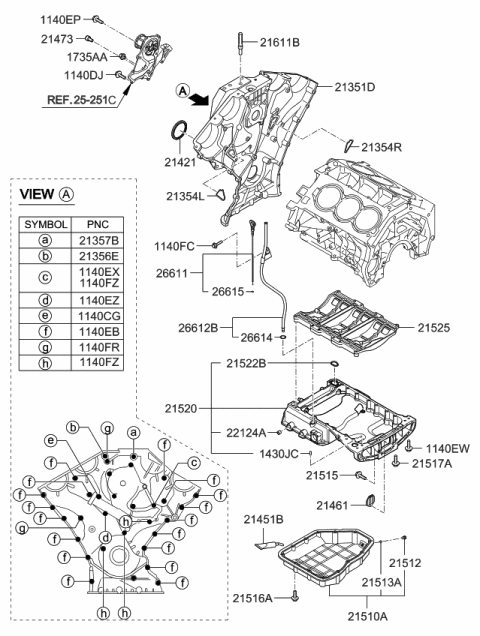 2012 Kia Sorento Belt Cover & Oil Pan Diagram 2