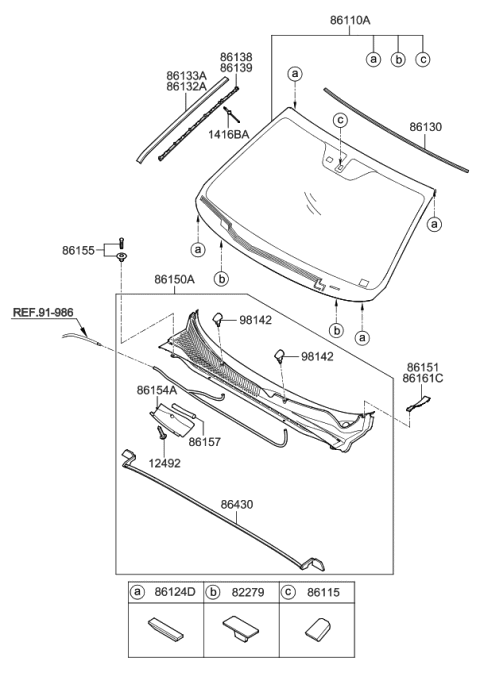 2012 Kia Sorento Piece-COWL Top Cover Diagram for 861552P000