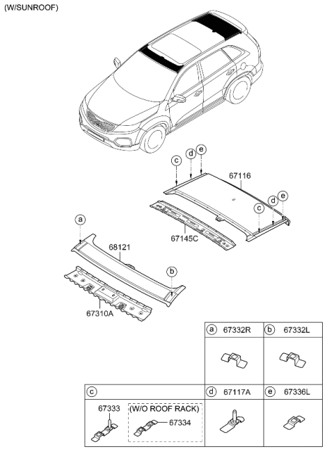 2009 Kia Sorento Bracket-Molding Clip Mounting Diagram for 673322P000