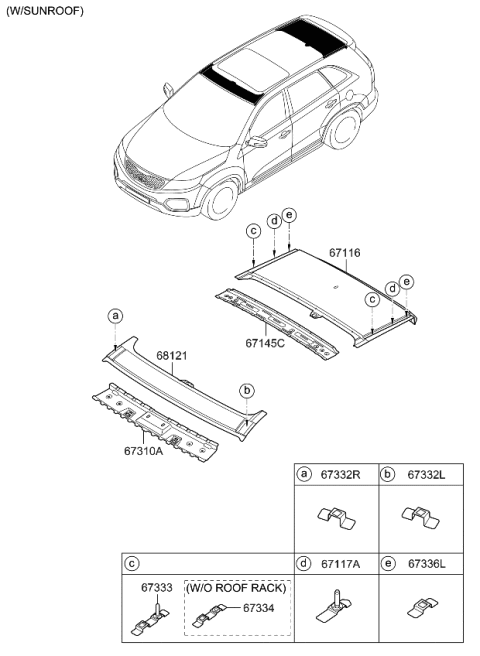 2012 Kia Sorento Roof Panel Diagram 2