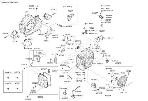 2011 Kia Sorento Auto Transmission Case - Diagram 1