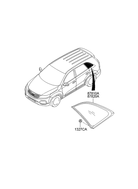 2012 Kia Sorento Quarter Fixed Glass & Moulding Diagram