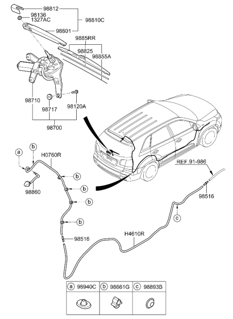 2011 Kia Sorento Windshield Wiper-Rear Diagram