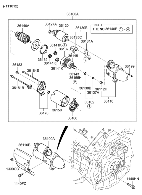 2011 Kia Sorento Starter - Diagram 2