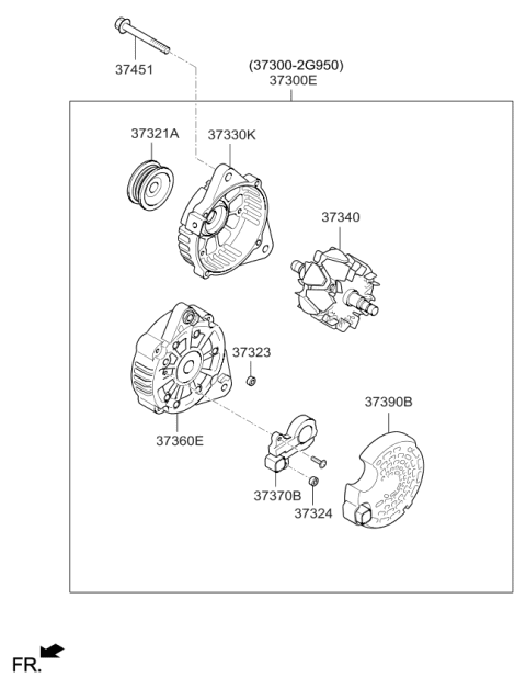 2011 Kia Sorento Generator Assembly Diagram for 373002G800