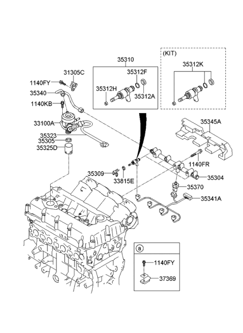 2009 Kia Sorento Throttle Body & Injector Diagram