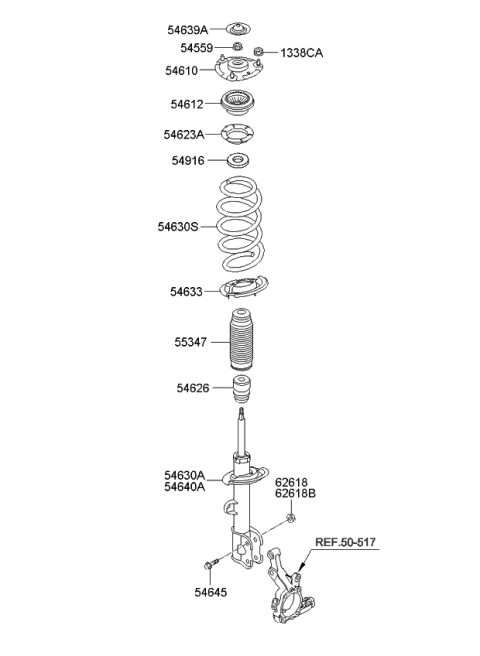 2010 Kia Sorento Front Shock Absorber Assembly, Right Diagram for 546601U200