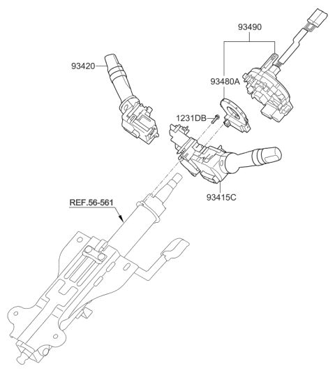 2009 Kia Sorento Switch Assembly-WIPER Diagram for 934202V050