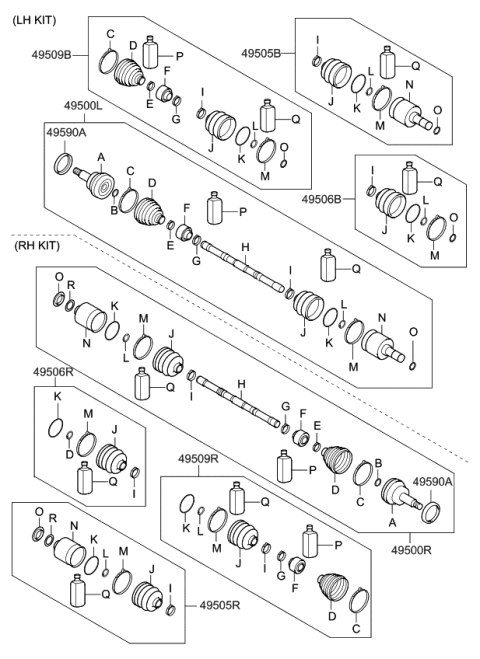 2011 Kia Sorento Drive Shaft-Front Diagram 2