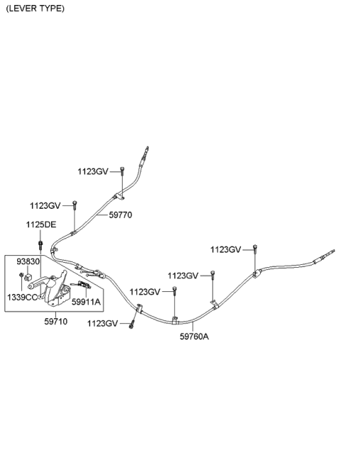 2010 Kia Sorento Cable Assembly-Parking Brake Diagram for 597502P000