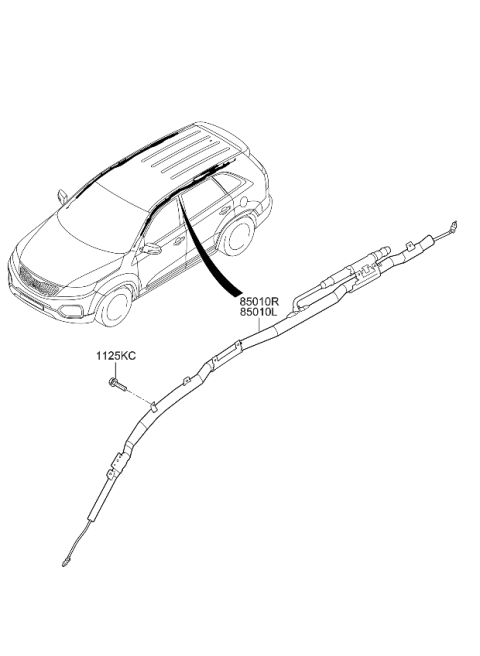 2011 Kia Sorento Curtain Air Bag Module, Right Diagram for 850201U500