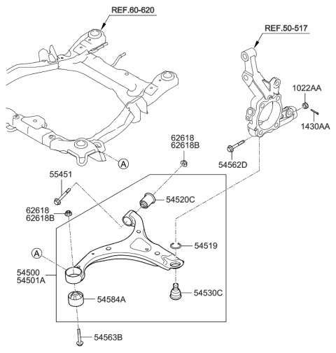 2011 Kia Sorento Ball Joint Assembly-Lower Diagram for 545302B000