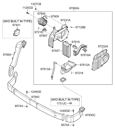 2009 Kia Sorento Rear Heater & Air Conditioner Unit Diagram for 979001U051