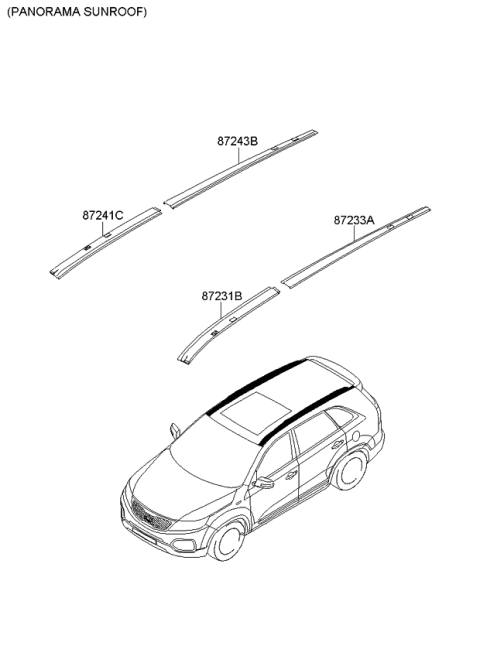 2009 Kia Sorento Roof Garnish & Roof Rack Diagram 3